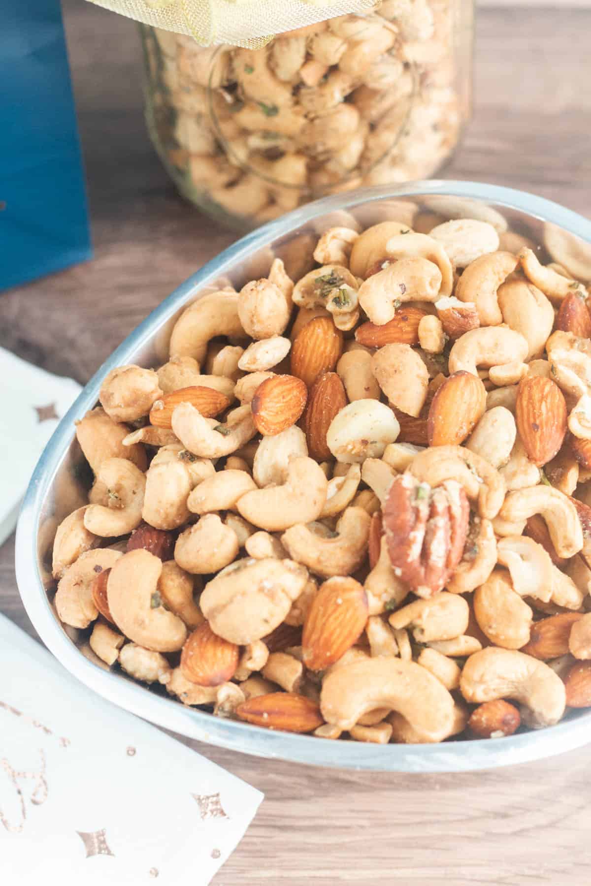 Rosemary mixed nuts -- variation on this recipe. 