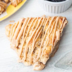 Caramelized banana scone with brown butter glaze.