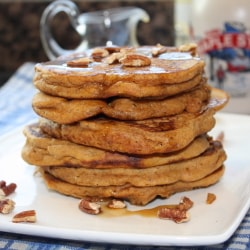 Blueberry Cornmeal Pancakes with Pecan Honey-Butter