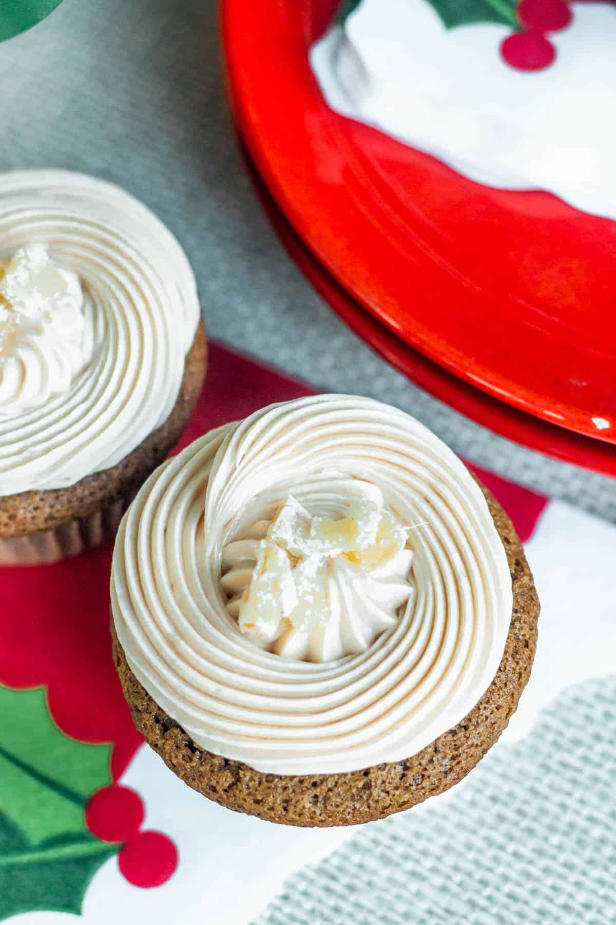 Gingerbread cupcakes with salted caramel buttercream.
