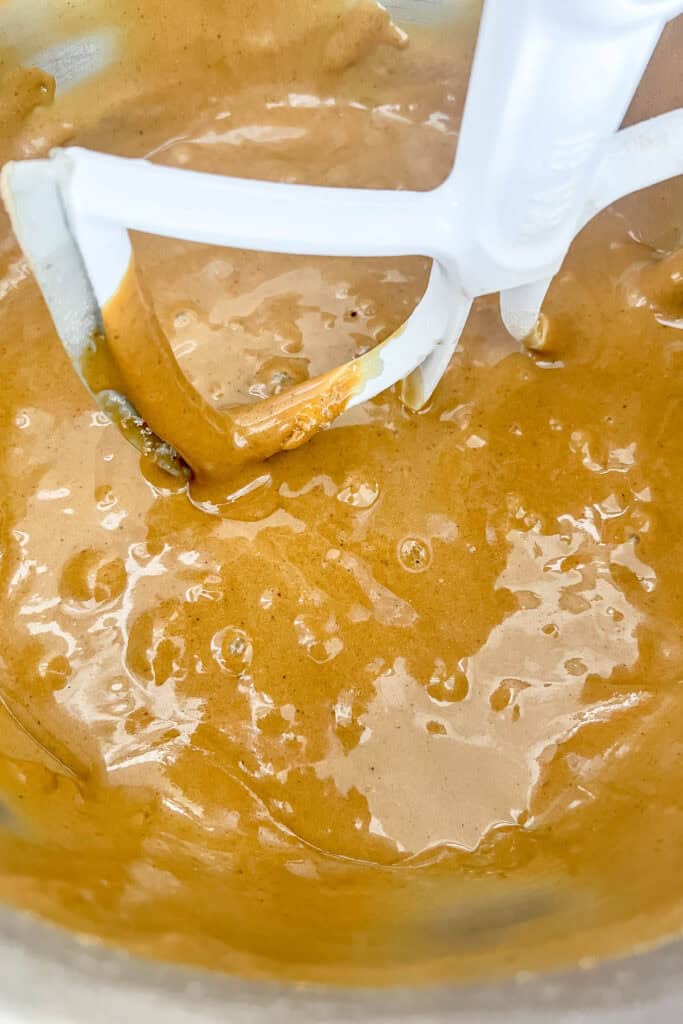 Cupcake batter after dry ingredients are mixed in. 