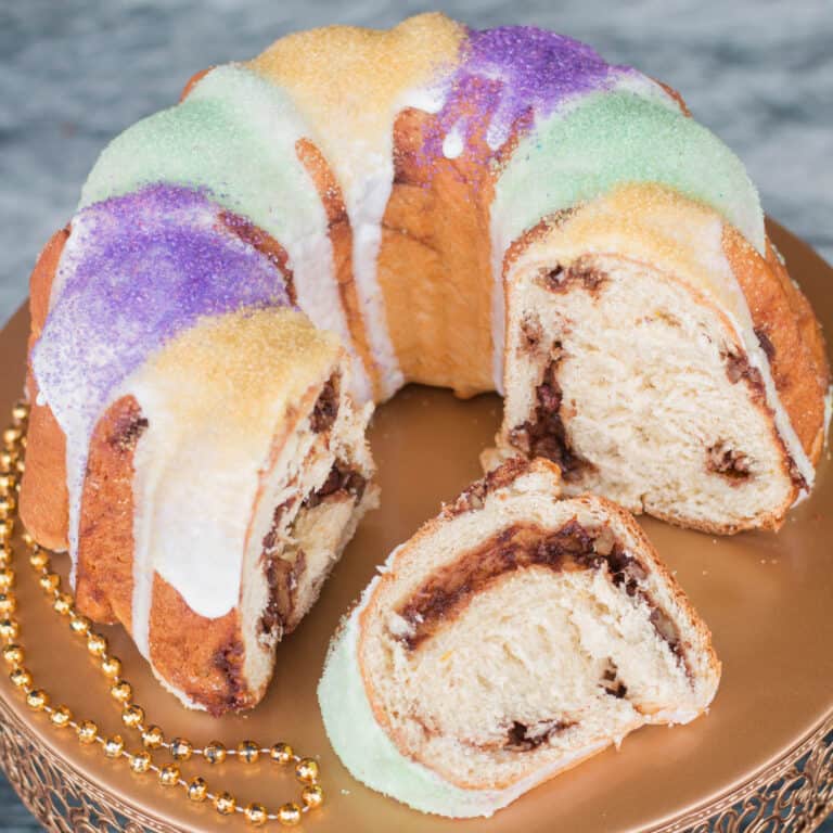 Traditional Mardi Gras King Cake with Lemon Glaze