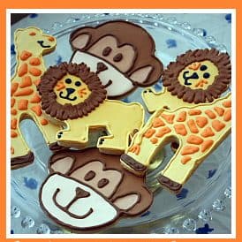 Lion, Monkey, and Giraffe Cookies