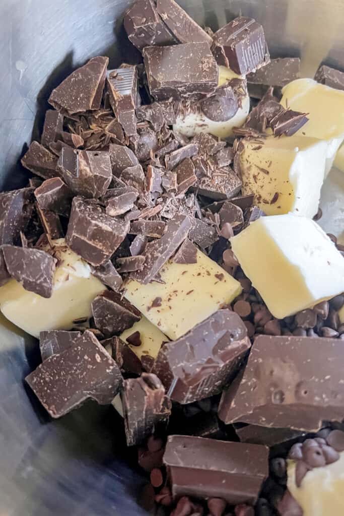 Melting butter and chocolate. 