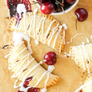 Cherry hand pies with vanilla glaze.