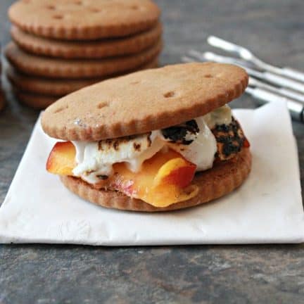 Peach and White Chocolate S'mores with Ginger Grahams