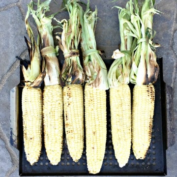 Grilled corn on the cobb for Summer Corn Soup.