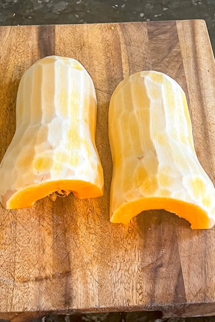 Butternut squash peeled for soup. 