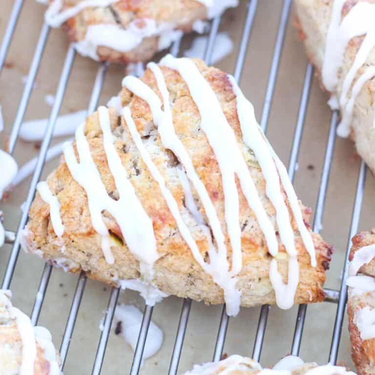 Fluffy Apple Cinnamon Scones with Maple Icing