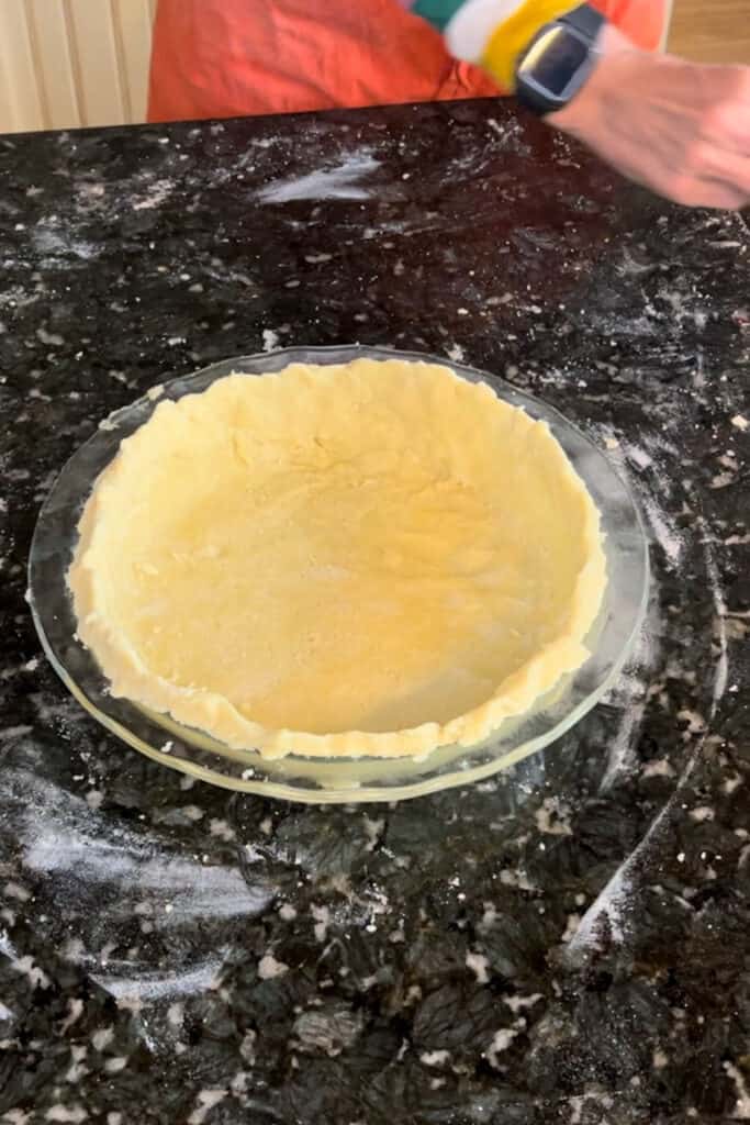 Gluten free pie crust in pie plate. 