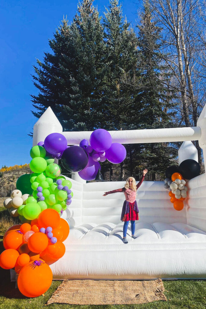 Hocus Pocus bounce house and balloons. 