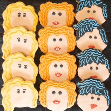 Hocus Pocus Party Cookies, shaped like the Sanderson sisters.