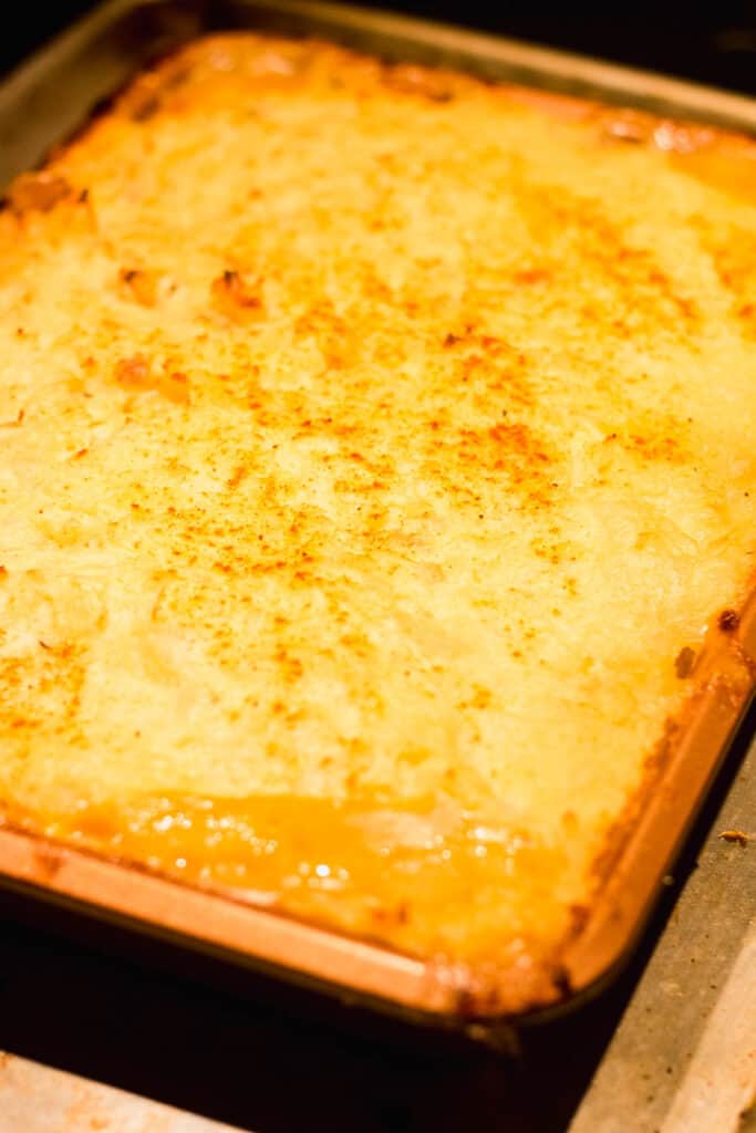 Baked shepherd's pie. 