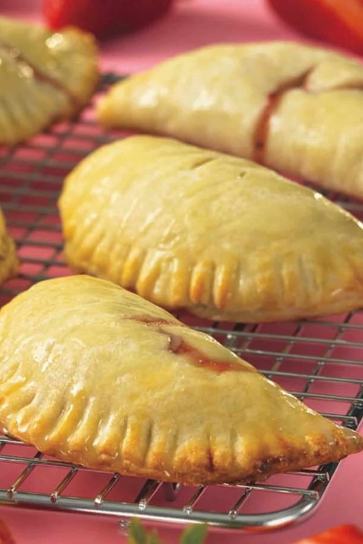 Close up of strawberry hand pies. 