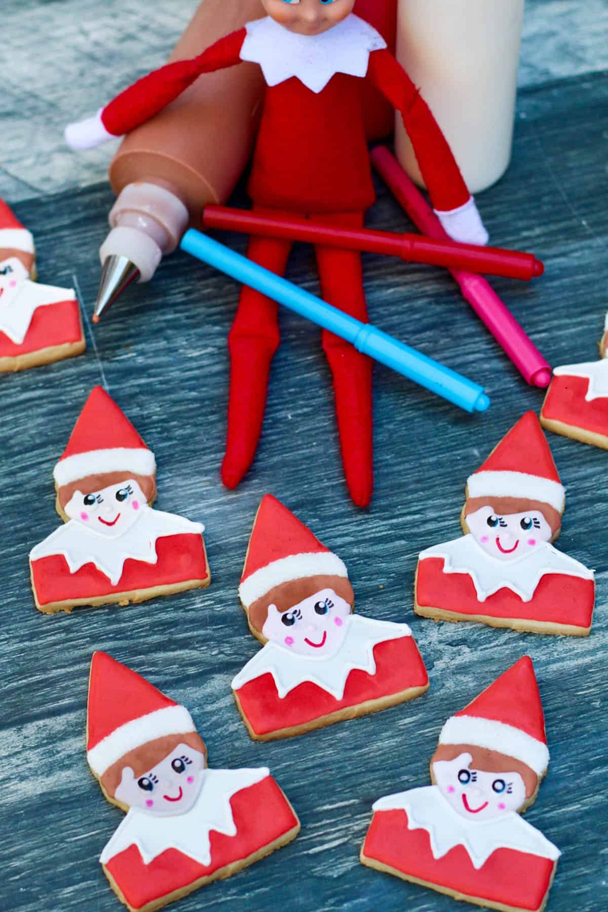Decorated Elf on the Shelf Cookies. 