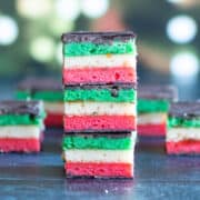 Stack of Italian Rainbow Cookies.