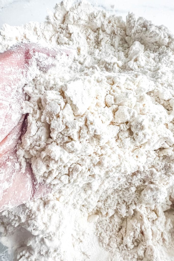 Butter after mixing into the dry ingredients.