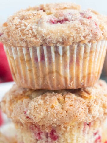 Raspberry and White Chocolate Muffins with Streusel.