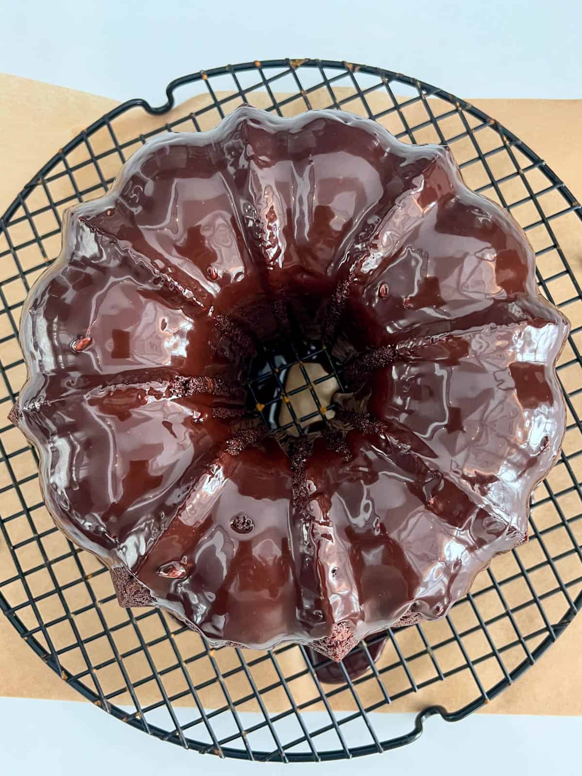 Glazed Chocolate bundt cake. 